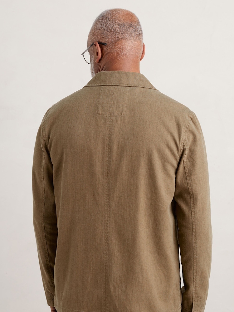 Seasalt Cornwall Brown Linen Blend Mens Tollgate Jacket - Image 2 of 5