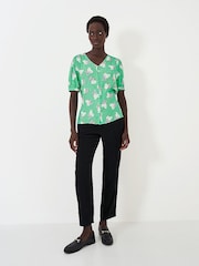 Crew Clothing Green Shirred Through Blouse - Image 2 of 4