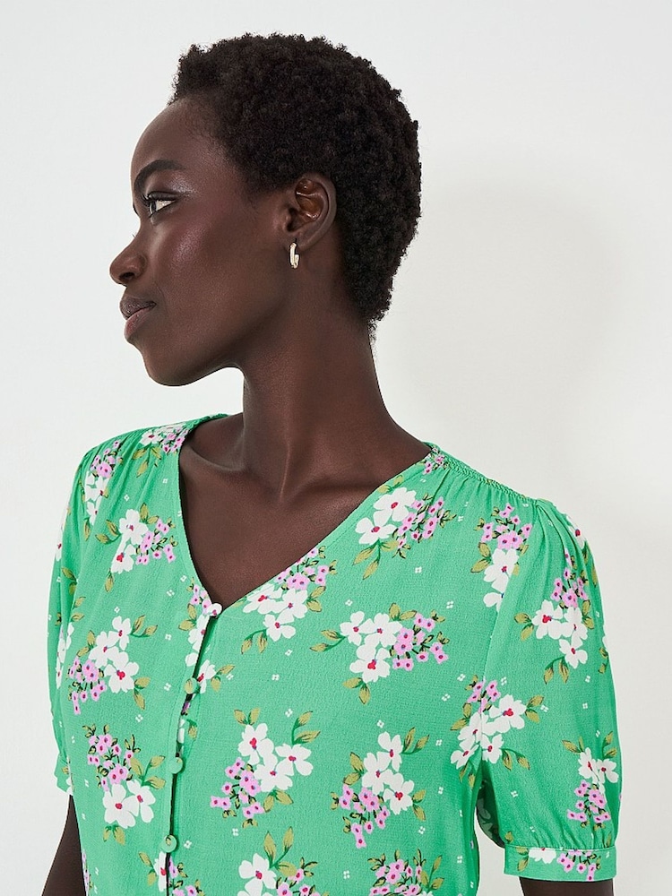 Crew Clothing Green Shirred Through Blouse - Image 4 of 4
