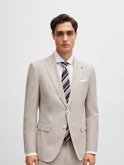 BOSS Natural Slim-Fit Jacket In A Micro-Patterned Cotton Blend - Image 1 of 6