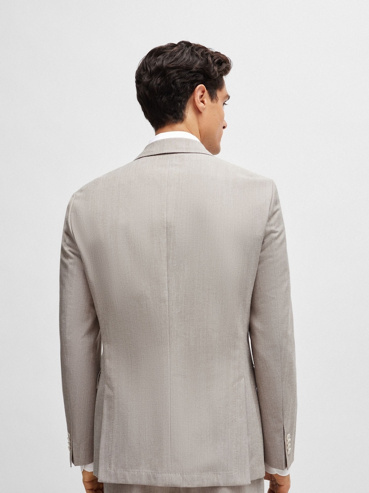 BOSS Natural Slim-Fit Jacket In A Micro-Patterned Cotton Blend - Image 2 of 6