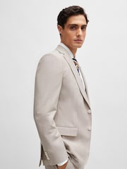 BOSS Natural Slim-Fit Jacket In A Micro-Patterned Cotton Blend - Image 4 of 6