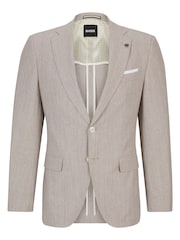BOSS Natural Slim-Fit Jacket In A Micro-Patterned Cotton Blend - Image 6 of 6