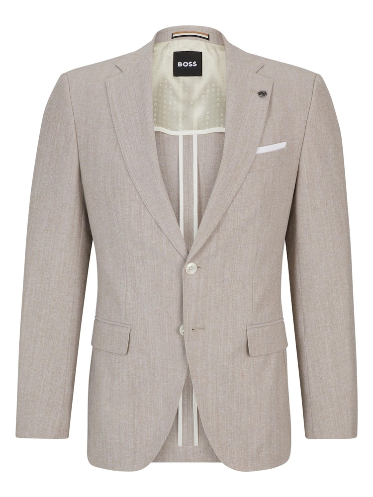 BOSS Natural Slim-Fit Jacket In A Micro-Patterned Cotton Blend - Image 6 of 6