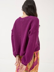 FatFace Anna Red Open Stitch Cardigan - Image 2 of 5