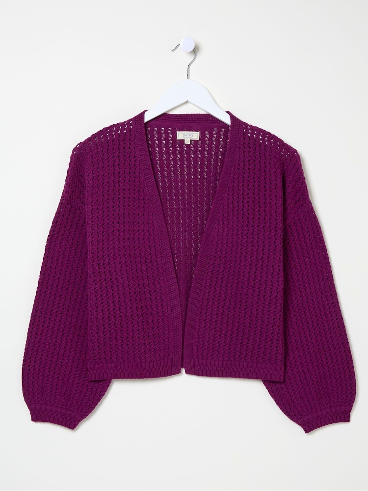 FatFace Anna Red Open Stitch Cardigan - Image 5 of 5