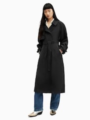 AllSaints Black Kikki Trench Coat - Image 1 of 8
