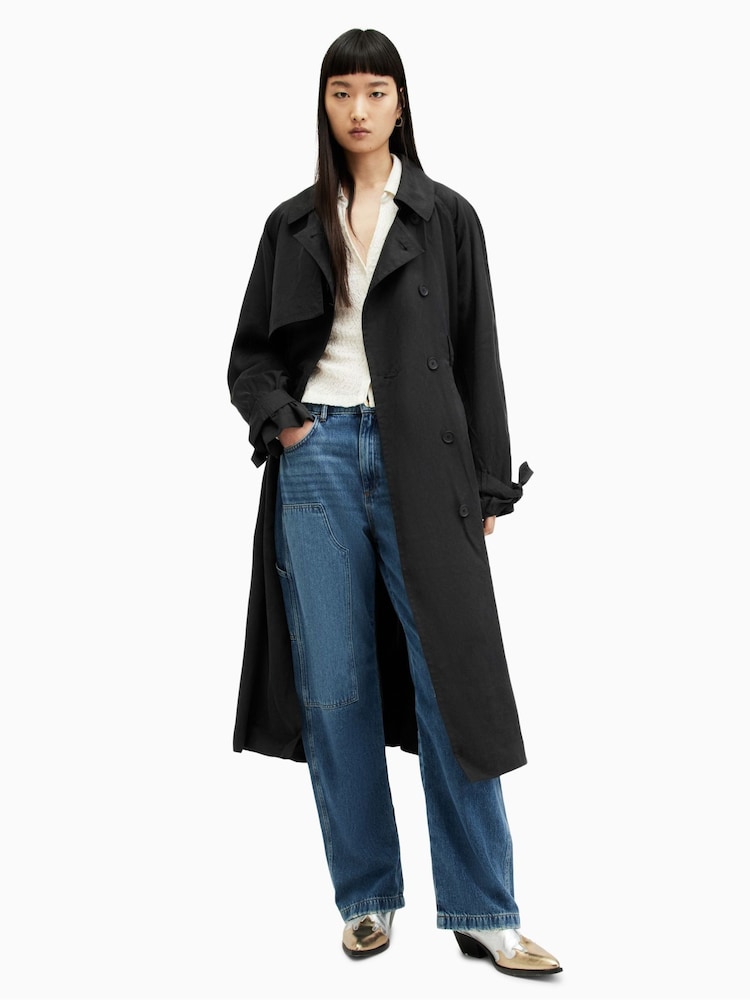 AllSaints Black Kikki Trench Coat - Image 2 of 8