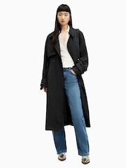 AllSaints Black Kikki Trench Coat - Image 3 of 8