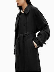 AllSaints Black Kikki Trench Coat - Image 6 of 8