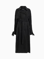 AllSaints Black Kikki Trench Coat - Image 8 of 8