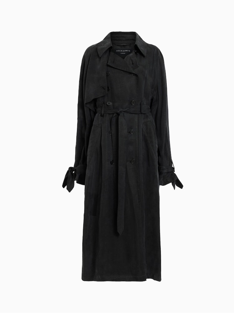AllSaints Black Kikki Trench Coat - Image 8 of 8