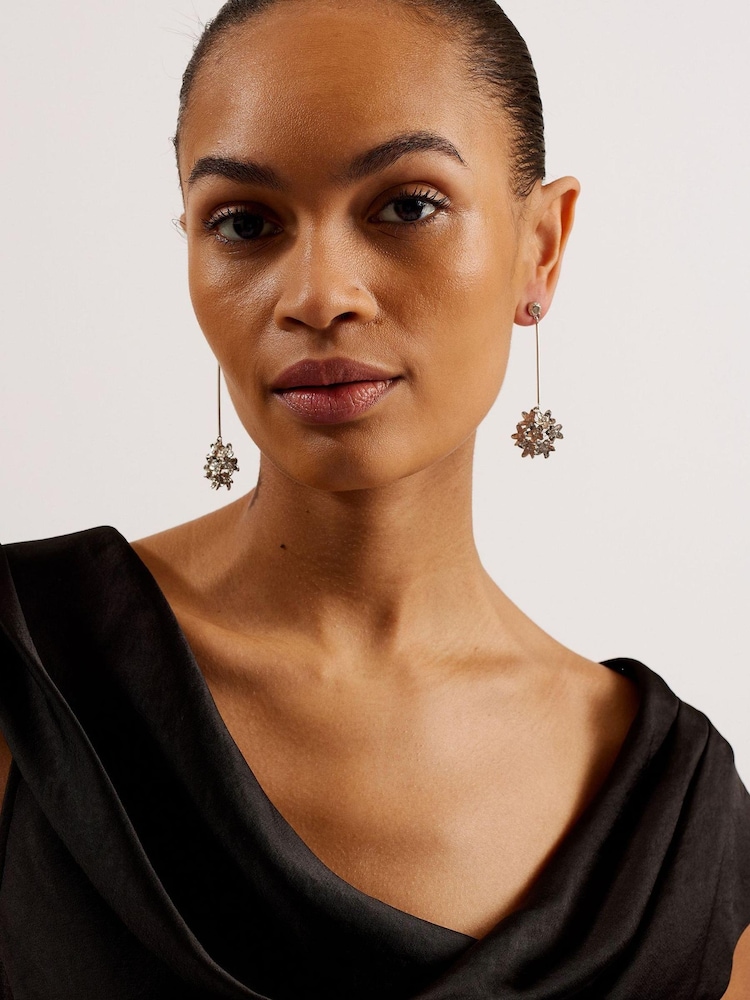 Ted Baker Black Draped Neck Bias Cut Sirinna Midi Dress - Image 2 of 6