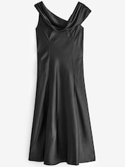 Ted Baker Black Draped Neck Bias Cut Sirinna Midi Dress - Image 4 of 6