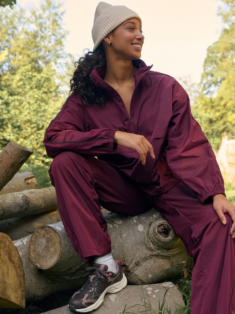 Burgundy Red Active Track Jacket - Image 2 of 7 Burgundy Red Active Track Jacket - Image 2 of 7