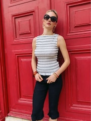 Amy Lynn White Cora Polka Dot Smocked Lattuice Top - Image 1 of 6