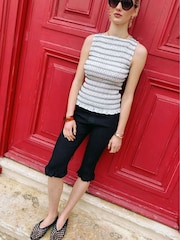 Amy Lynn White Cora Polka Dot Smocked Lattuice Top - Image 2 of 6