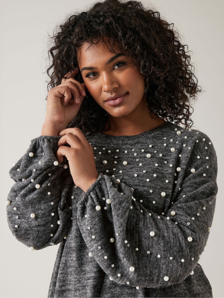 Evans Pearl Embellished Jumper Dress - Image 5 of 5