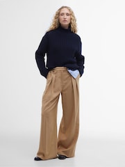 Barbour® Navy Rockliffe Rib Knitted Funnel Neck Jumper - Image 3 of 6