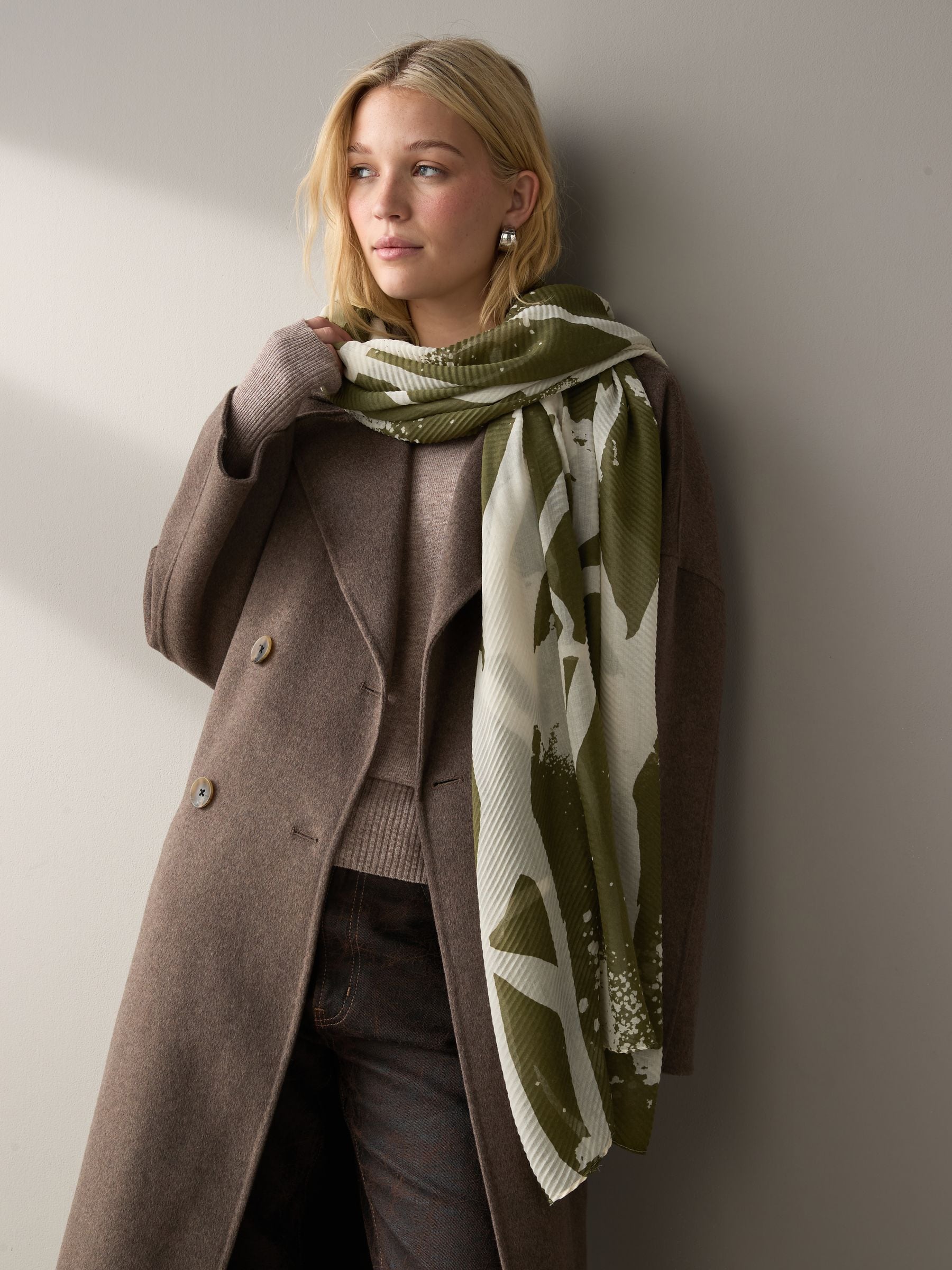Buy Green/White Lightweight Scarf from the Next UK online shop