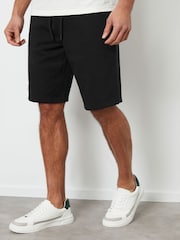 Threadbare Black Knee Length Fleece Sweat Shorts - Image 1 of 5