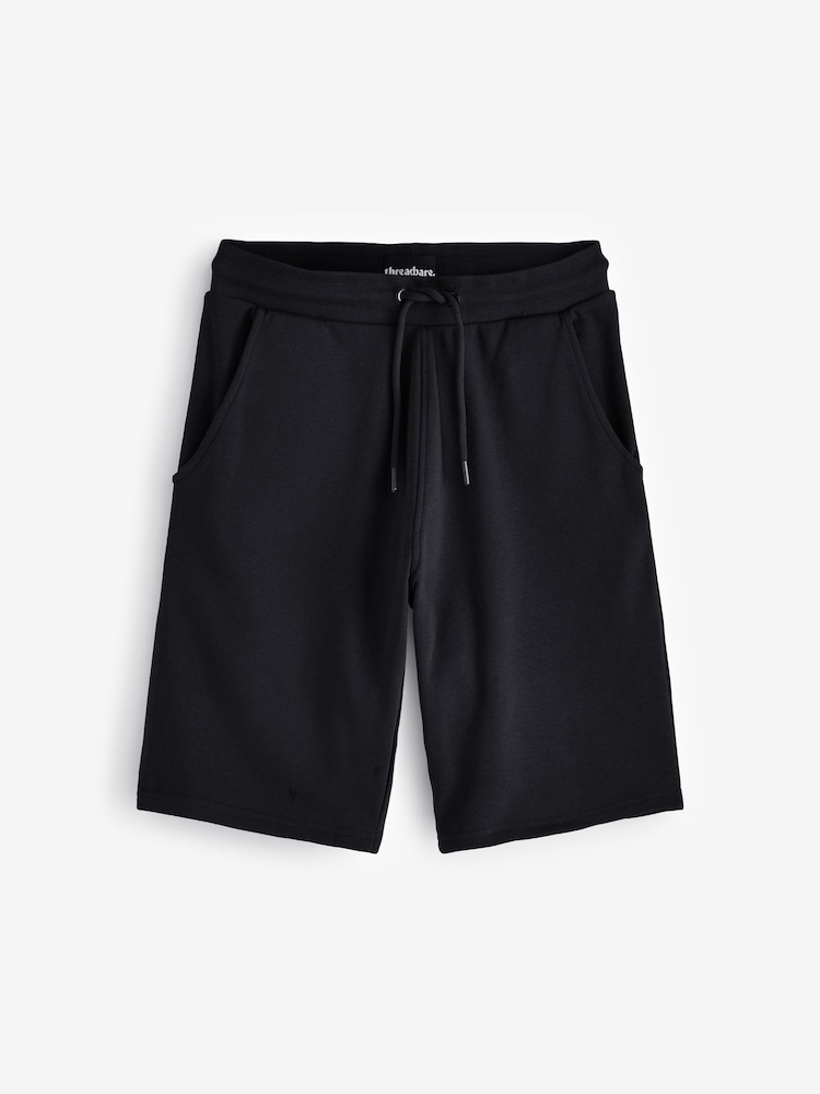 Threadbare Black Knee Length Fleece Sweat Shorts - Image 5 of 5