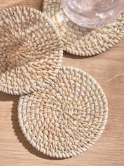 Set of 4 Natural Rattan Weave Coasters - Image 2 of 4
