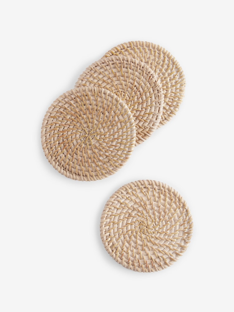 Set of 4 Natural Rattan Weave Coasters - Image 3 of 4