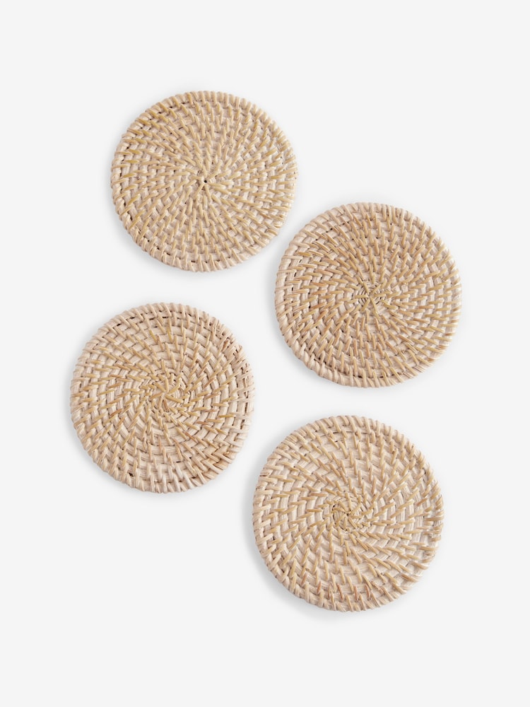 Set of 4 Natural Rattan Weave Coasters - Image 4 of 4
