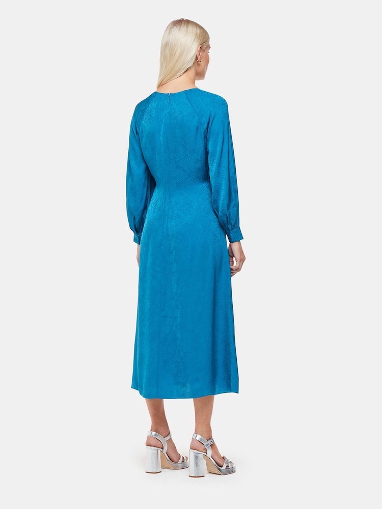 Whistles Blue Serpent Jacquard Midi Dress - Image 2 of 5