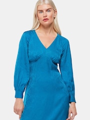 Whistles Blue Serpent Jacquard Midi Dress - Image 3 of 5
