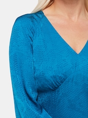Whistles Blue Serpent Jacquard Midi Dress - Image 4 of 5