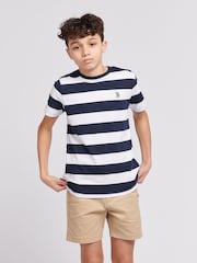 U.S. Polo Assn. Blue Boys Classic Stripe 100% Cotton T-Shirt - Image 1 of 6