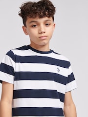 U.S. Polo Assn. Blue Boys Classic Stripe 100% Cotton T-Shirt - Image 2 of 6