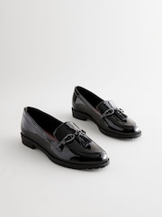 Black Forever Comfort® Patent Tassel Hardware Detail Slim Loafers - Image 3 of 8