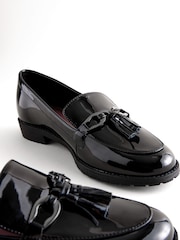 Black Forever Comfort® Patent Tassel Hardware Detail Slim Loafers - Image 5 of 8