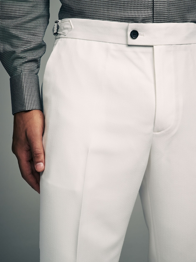 Wit - Normale Pasvorm - Adjustable Tape Detail Tuxedo Trousers - Image 5 of 9