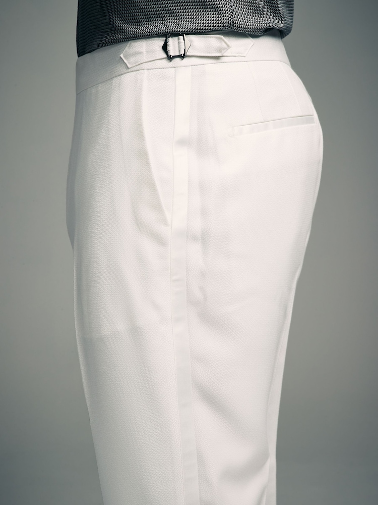 Wit - Normale Pasvorm - Adjustable Tape Detail Tuxedo Trousers - Image 7 of 9