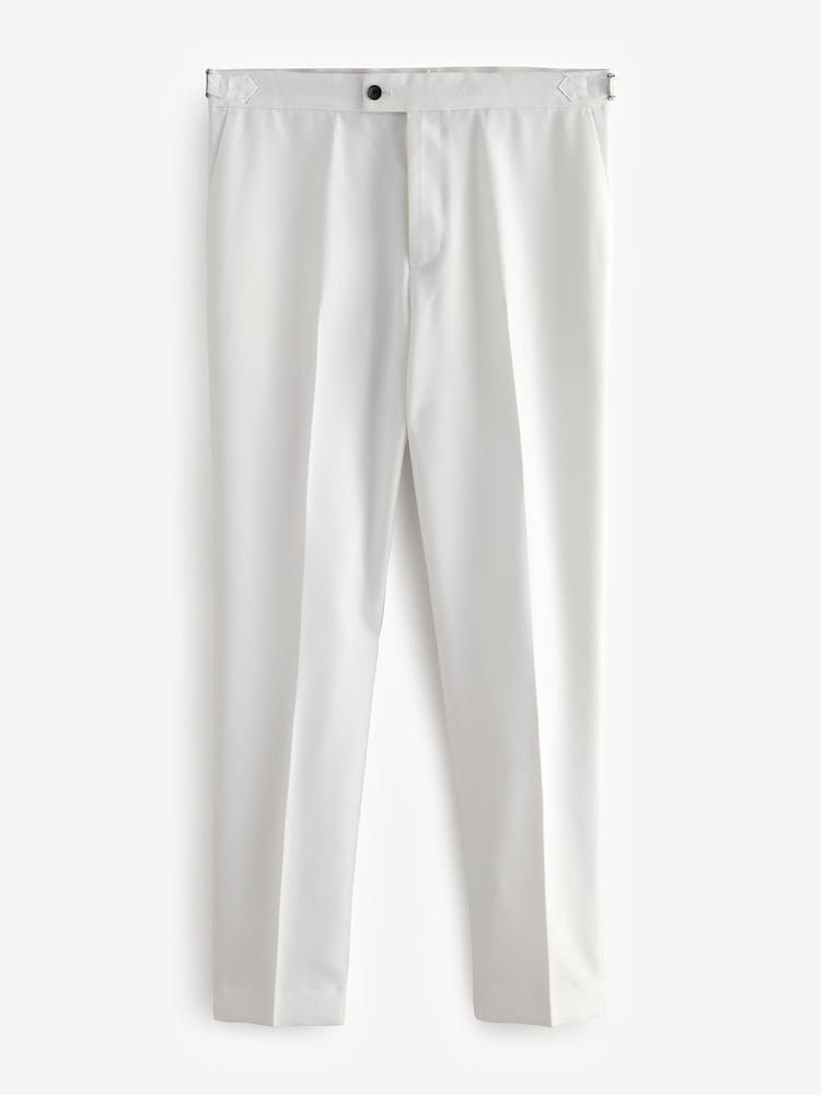 Wit - Normale Pasvorm - Adjustable Tape Detail Tuxedo Trousers - Image 8 of 9