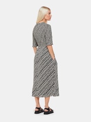 Whistles Black Petite Diagonal Ripple Shirred Dress - Image 2 of 4