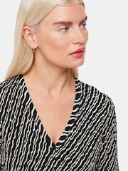 Whistles Black Petite Diagonal Ripple Shirred Dress - Image 3 of 4