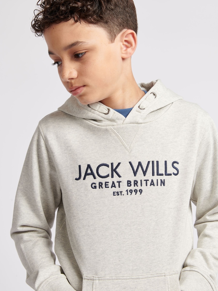 Jack Wills Grey Boys Batsford 100% Cotton Hoodie - Image 3 of 7