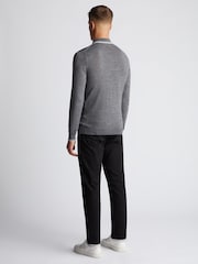 Remus Uomo Grey Long Sleeve Knitted Tipped Polo Shirt - Image 2 of 6