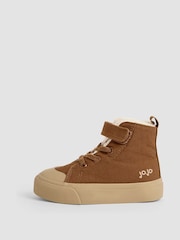 بني - JoJo Maman Bébé Canvas High Top Trainers - صورة 2 من 4