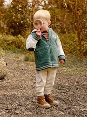 بني - JoJo Maman Bébé Canvas High Top Trainers - صورة 3 من 4
