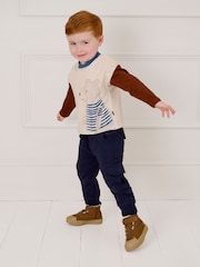 بني - JoJo Maman Bébé Canvas High Top Trainers - صورة 4 من 4