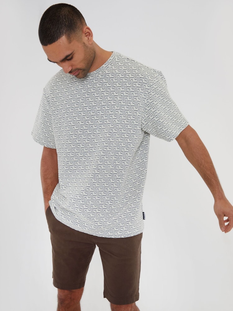 Threadbare White Pattern Relaxed Fit Textured T-Shirt - Image 2 of 5