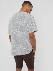 Threadbare White Pattern Relaxed Fit Textured T-Shirt - Image 3 of 5