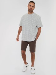 Threadbare White Pattern Relaxed Fit Textured T-Shirt - Image 4 of 5