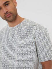 Threadbare White Pattern Relaxed Fit Textured T-Shirt - Image 5 of 5